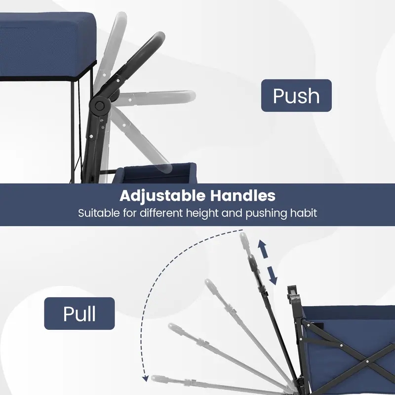 Foldable Canopy Wagon with Telescoping Handles and Detachable Storage Bag