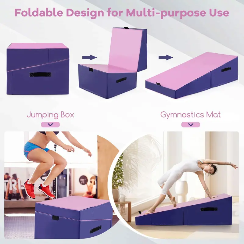 Foldable Incline Gymnastics Mat — Non-Slip EPE Foam Training Pad with Carry Handle 2