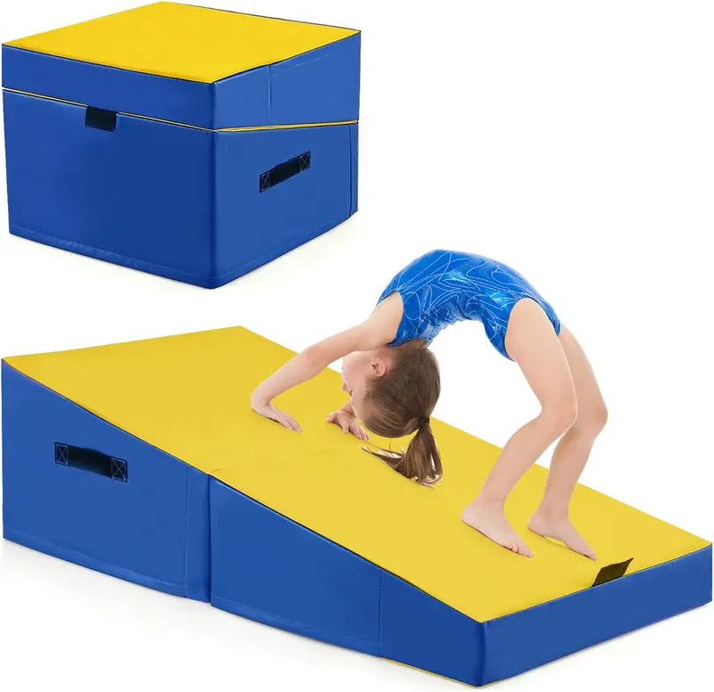 Foldable Incline Gymnastics Mat — Non-Slip EPE Foam Training Pad with Carry Handle