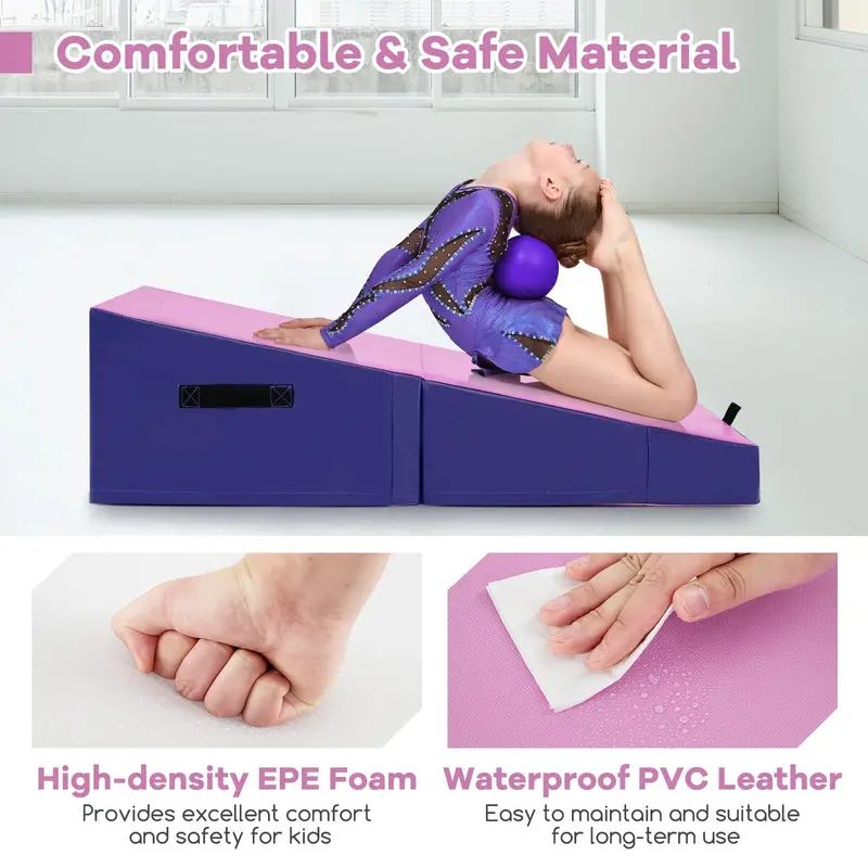 Foldable Incline Gymnastics Mat — Non-Slip EPE Foam Training Pad with Carry Handle