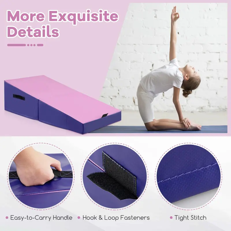 Foldable Incline Gymnastics Mat — Non-Slip EPE Foam Training Pad with Carry Handle