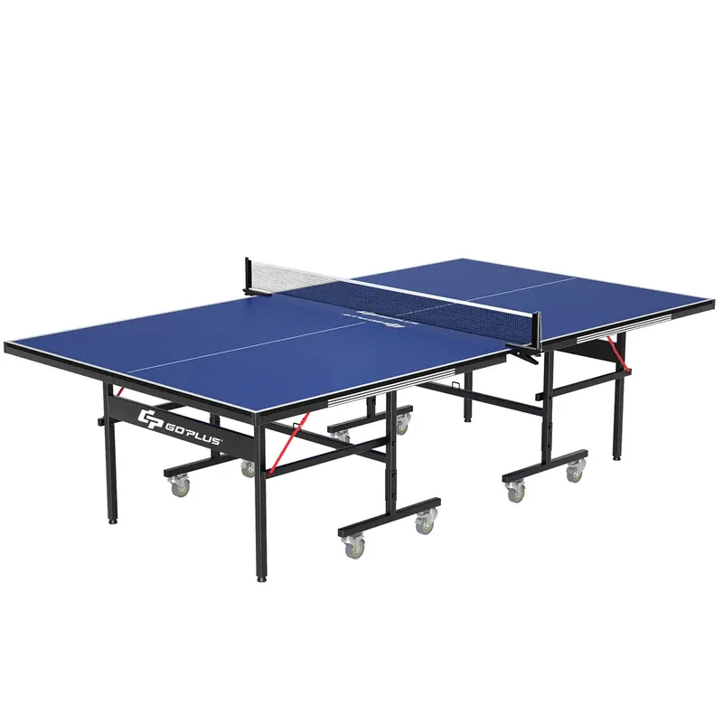 Foldable Regulation Ping Pong Table – 9' x 5' Table Tennis Set with Quick-Release Net & Mobility Wheels