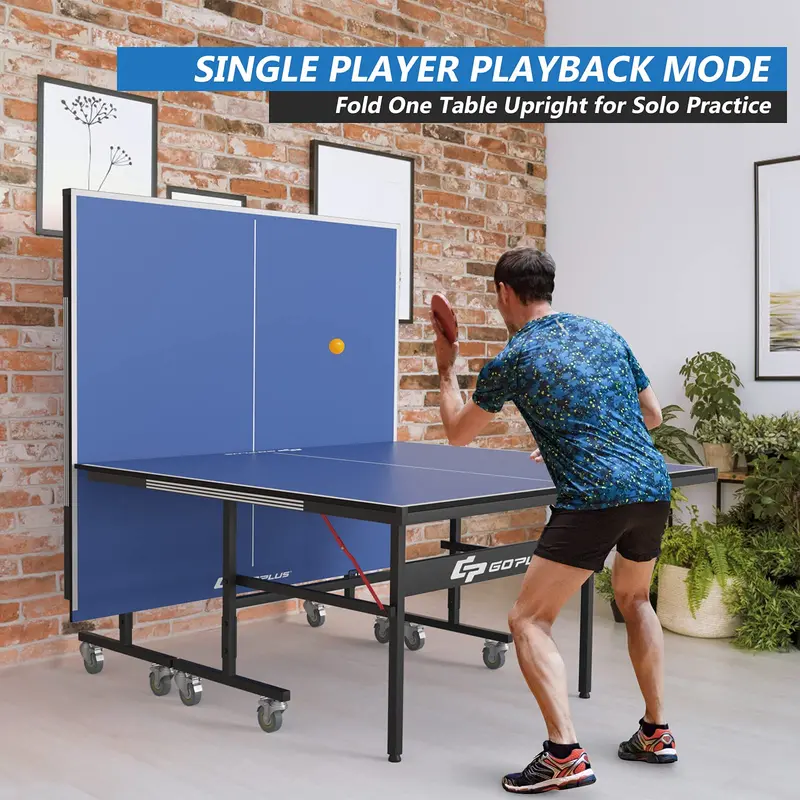 Foldable Regulation Ping Pong Table – 9' x 5' Table Tennis Set with Quick-Release Net & Mobility Wheels 2