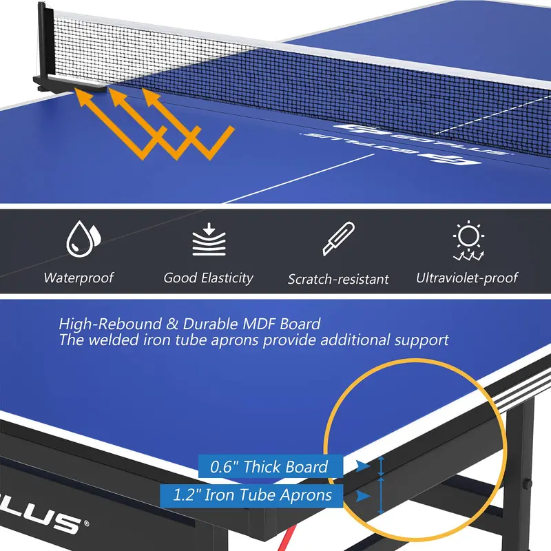 Foldable Regulation Ping Pong Table – 9' x 5' Table Tennis Set with Quick-Release Net & Mobility Wheels