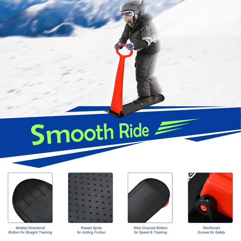 Foldable Winter Ski Scooter with Ergonomic Handlebars for Smooth Gliding on Snow and Ice