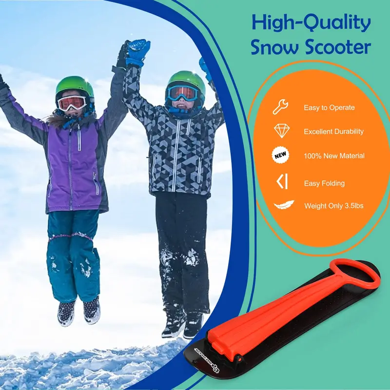 Foldable Winter Ski Scooter with Ergonomic Handlebars for Smooth Gliding on Snow and Ice