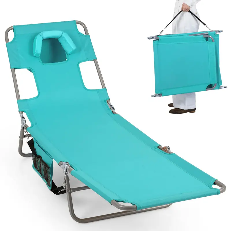 Folding Tanning Lounge Chair – Five-Position Reclining Design for Sunbathing