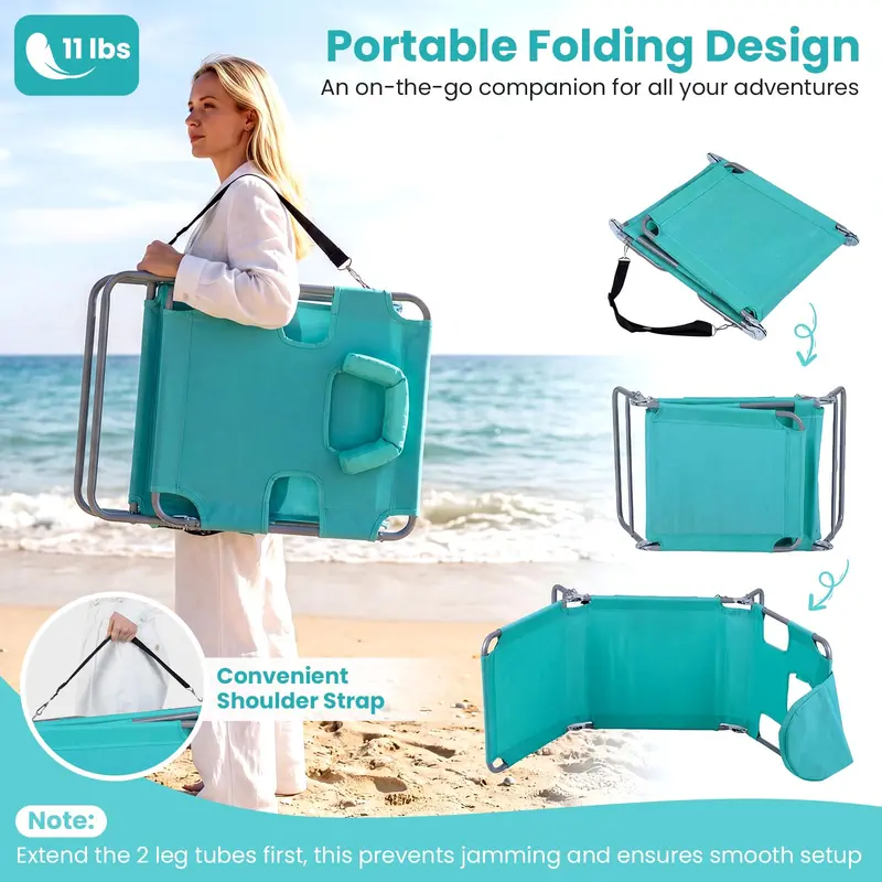 Folding Tanning Lounge Chair – Five-Position Reclining Design for Sunbathing