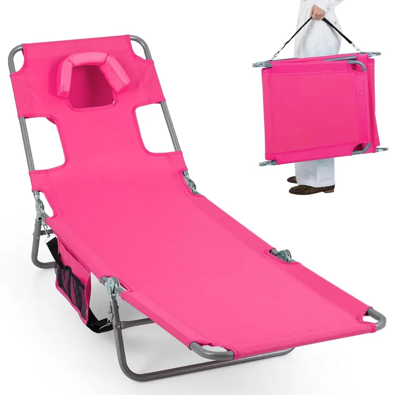 Folding Tanning Lounge Chair – Five-Position Reclining Design for Sunbathing