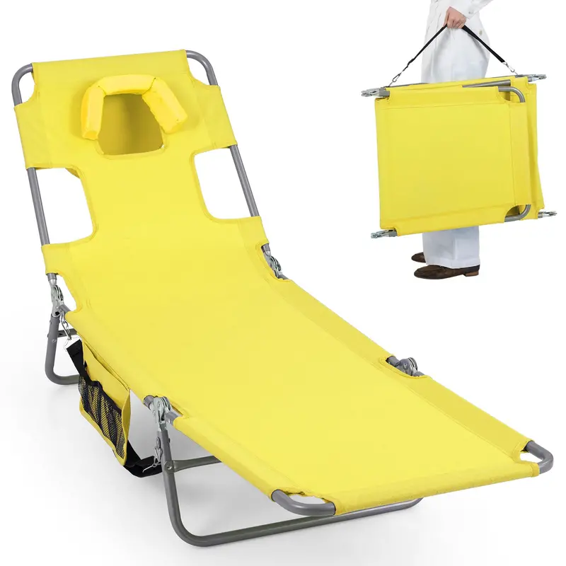 Folding Tanning Lounge Chair – Five-Position Reclining Design for Sunbathing