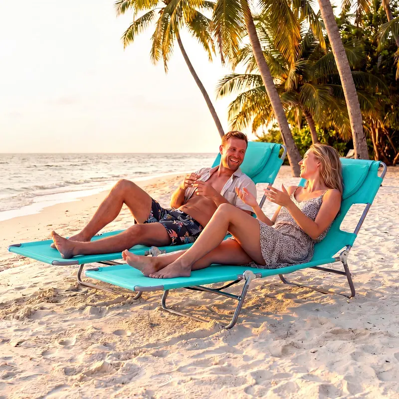 Folding Tanning Lounge Chair – Five-Position Reclining Design for Sunbathing