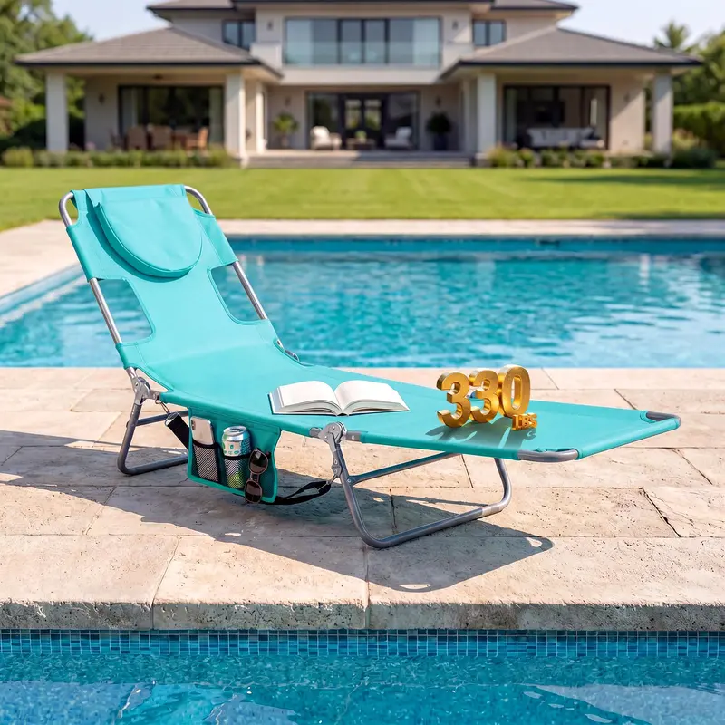 Folding Tanning Lounge Chair – Five-Position Reclining Design for Sunbathing 2
