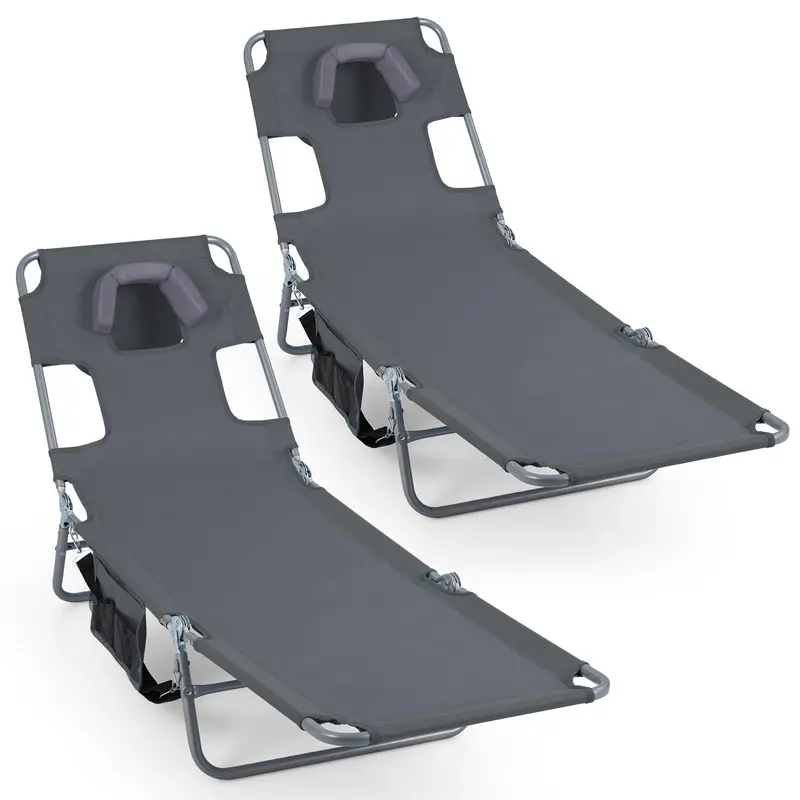 Folding Tanning Lounge Chair – Five-Position Reclining Design for Sunbathing