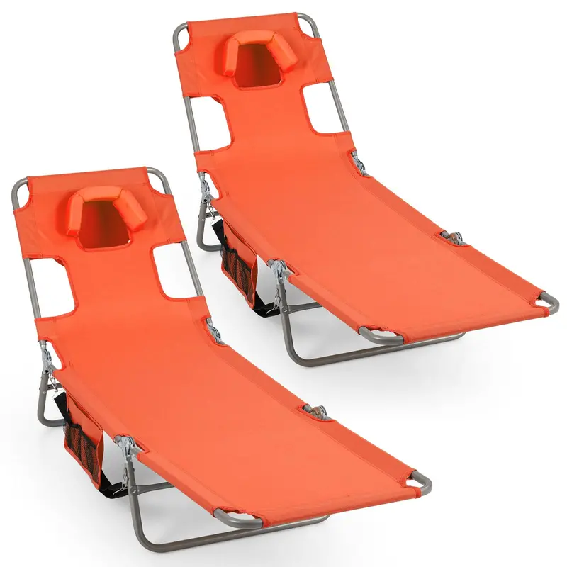 Folding Tanning Lounge Chair – Five-Position Reclining Design for Sunbathing