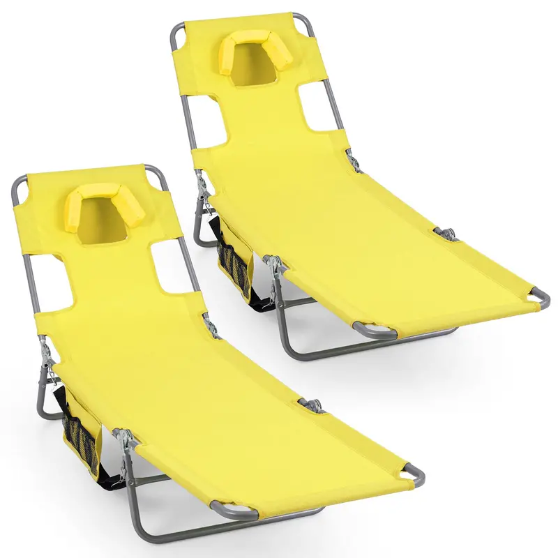 Folding Tanning Lounge Chair – Five-Position Reclining Design for Sunbathing