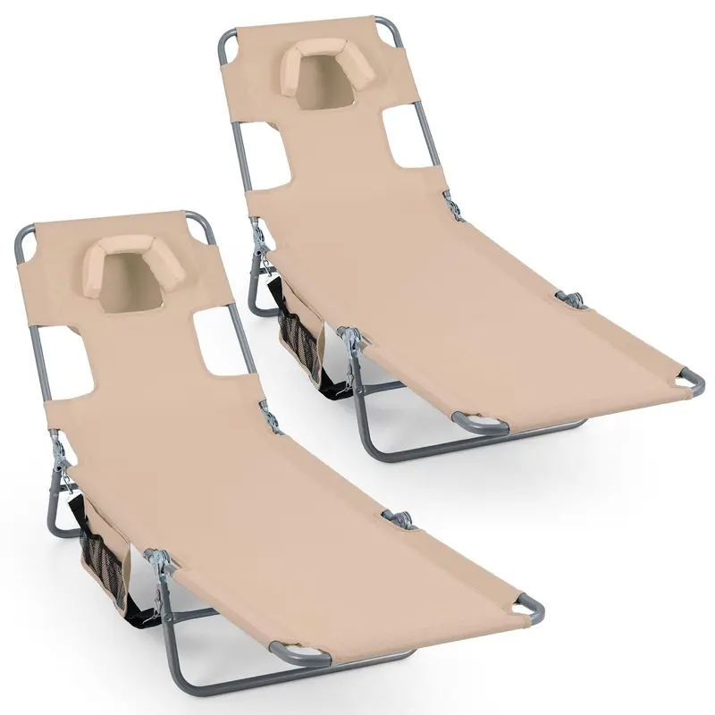 Folding Tanning Lounge Chair – Five-Position Reclining Design for Sunbathing