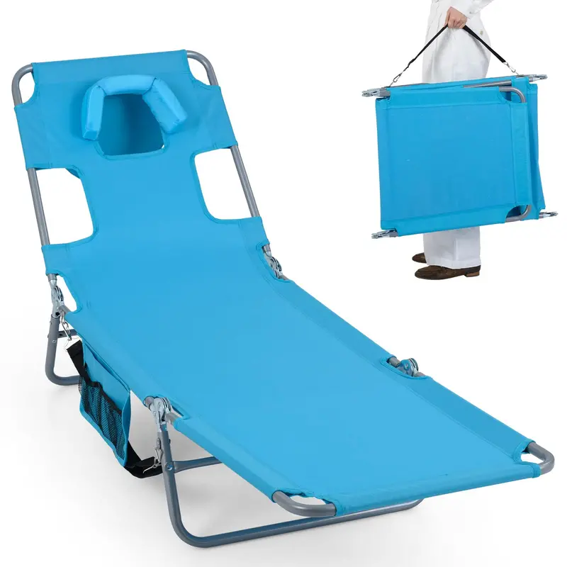 Folding Tanning Lounge Chair – Five-Position Reclining Design for Sunbathing