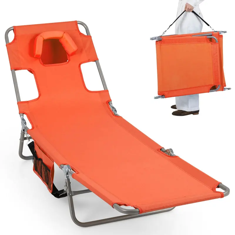 Folding Tanning Lounge Chair – Five-Position Reclining Design for Sunbathing
