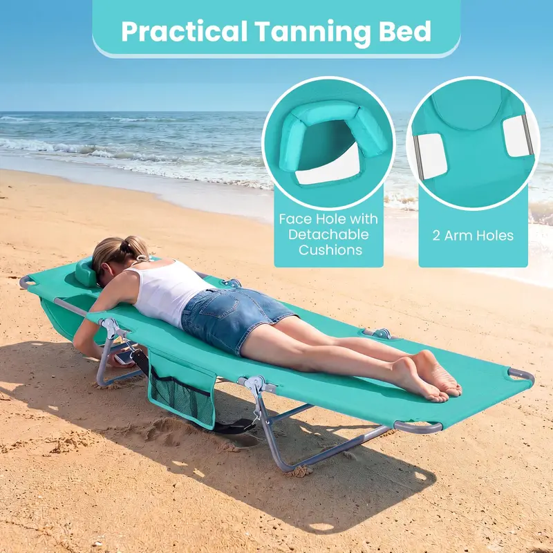 Folding Tanning Lounge Chair – Five-Position Reclining Design for Sunbathing