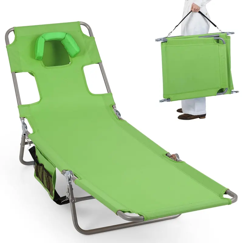 Folding Tanning Lounge Chair – Five-Position Reclining Design for Sunbathing