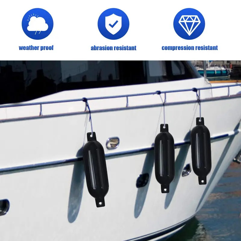Four-Pack Ribbed Marine Boat Fenders – Durable Inflatable Dock Protection for Vessels 2