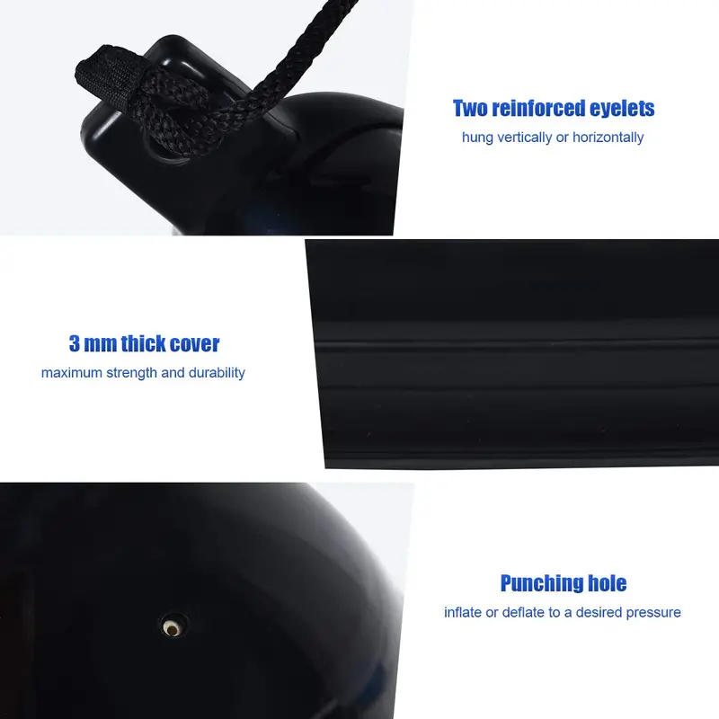 Four-Pack Ribbed Marine Boat Fenders – Durable Inflatable Dock Protection for Vessels