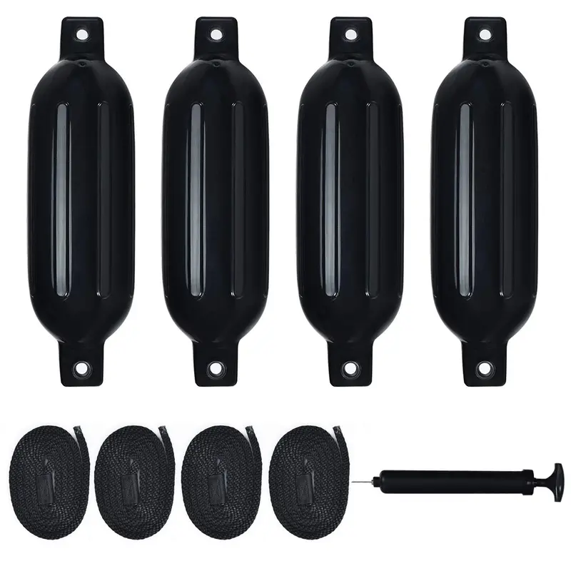 Four-Pack Ribbed Marine Boat Fenders – Durable Inflatable Dock Protection for Vessels