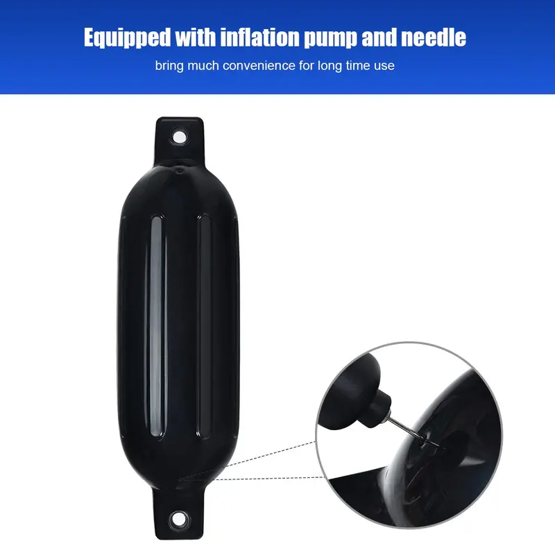 Four-Pack Ribbed Marine Boat Fenders – Durable Inflatable Dock Protection for Vessels