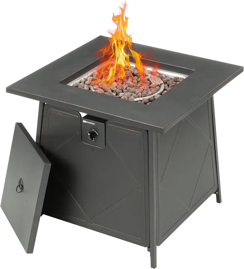 Four Seasons 50,000 BTU Square Gas Fire Pit Table – All-Season Dual-Heat Patio Fire Feature