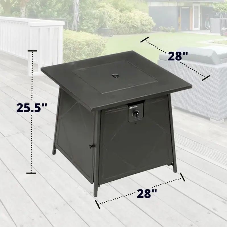 Four Seasons 50,000 BTU Square Gas Fire Pit Table – All-Season Dual-Heat Patio Fire Feature