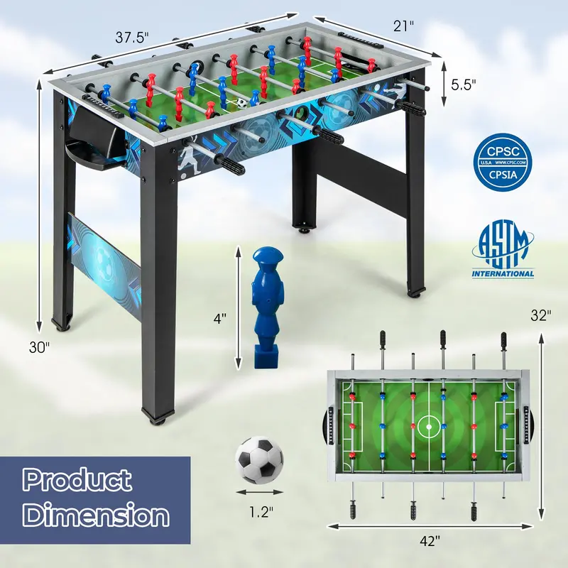 Freestanding Foosball Table Featuring Dual Balls and Precision Ball-Tracking Rods
