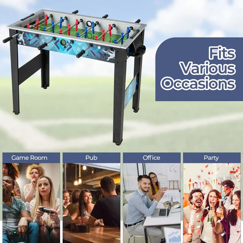 Freestanding Foosball Table Featuring Dual Balls and Precision Ball-Tracking Rods