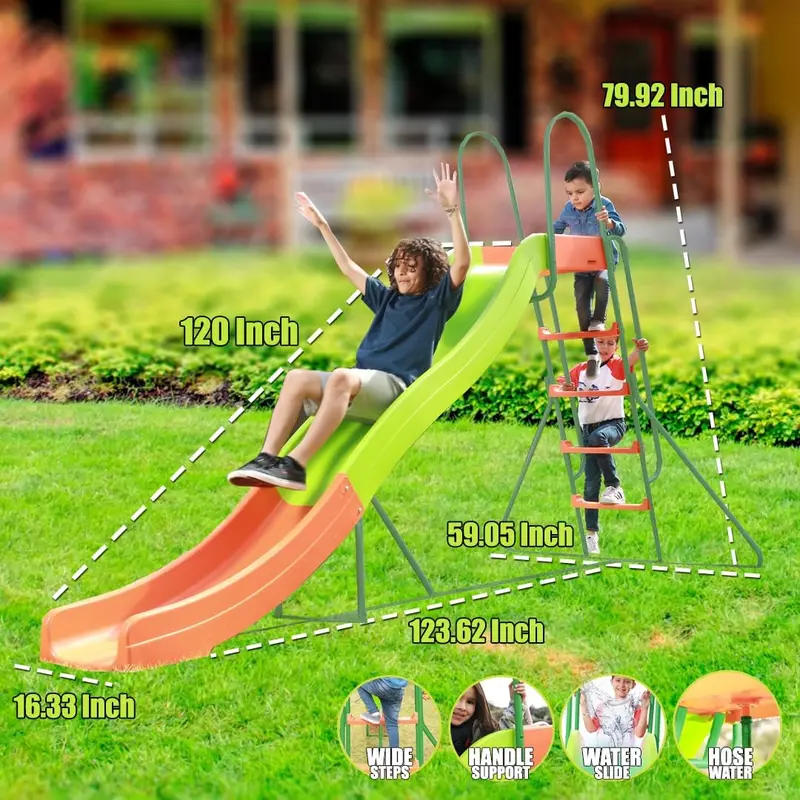 Freestanding Outdoor Kids Playset – 10-Foot Climber with Slide, Swing, and Jungle Gym Combo