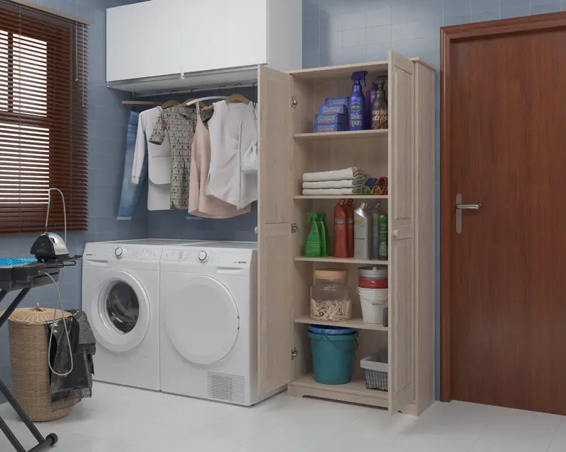 Freestanding Solid Wood Pantry Cabinet – Adjustable Shelving & Ample Closet-Style Storage