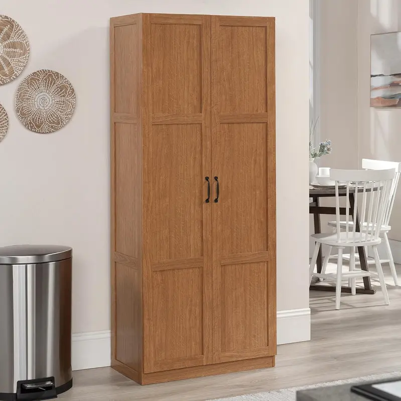 Freestanding White Pantry Cabinet Featuring Adjustable Shelving