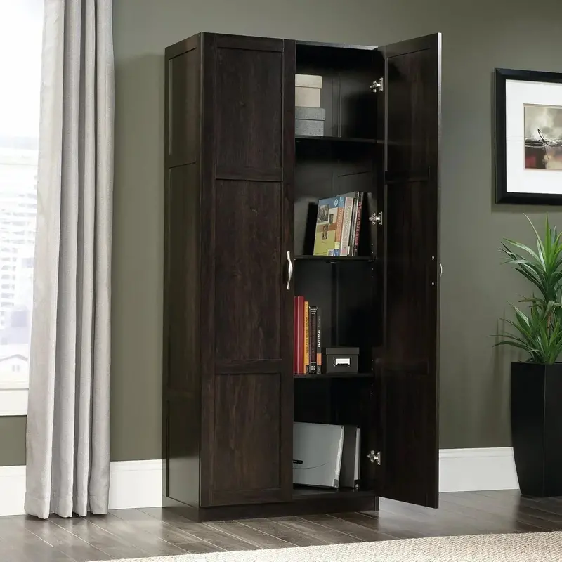 Freestanding White Pantry Cabinet Featuring Adjustable Shelving
