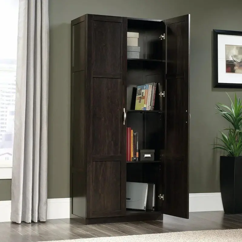 Freestanding White Pantry Cabinet Featuring Adjustable Shelving