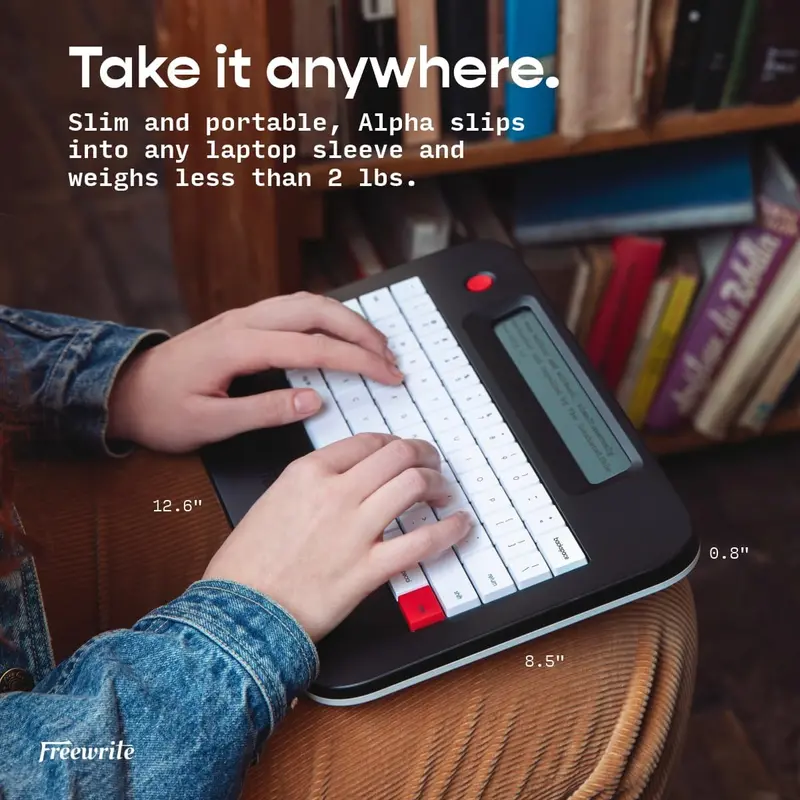 Freewrite Alpha E-Ink Typewriter — Backlit Display, Cloud Sync, Distraction-Free Writing