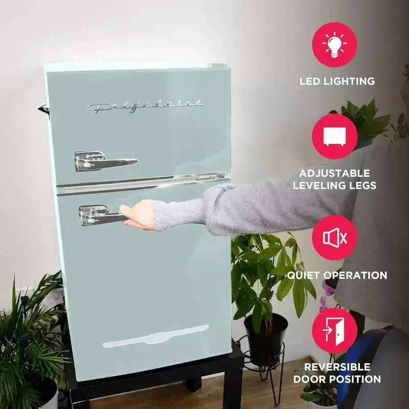 Frigidaire Retro Mini Fridge with Freezer – 3.1 cu. ft., Side-Mount Bottle Opener, Ideal for Dorms and Offices