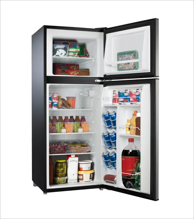 Galanz 4.6 Cu Ft Stainless Steel Two-Door Compact Refrigerator with Freezer