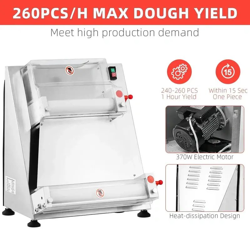 Garvee Automatic Pizza Dough Sheeter – 16-Inch Stainless Steel Roller for Pasta, Noodles, and Bread Dough