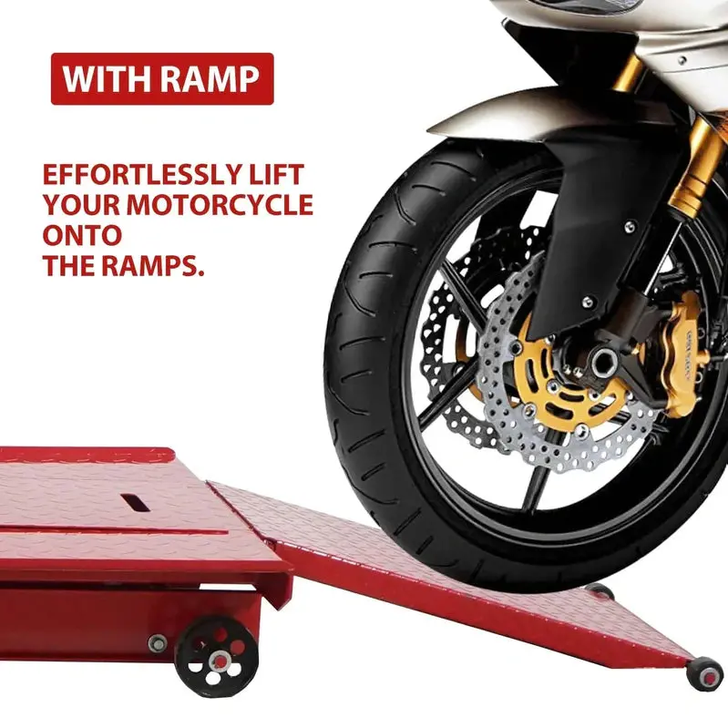 Garvee Hydraulic Motorcycle Lift – 1000-Pound Capacity Workshop Hoist with Reinforced Jack Stand Stability
