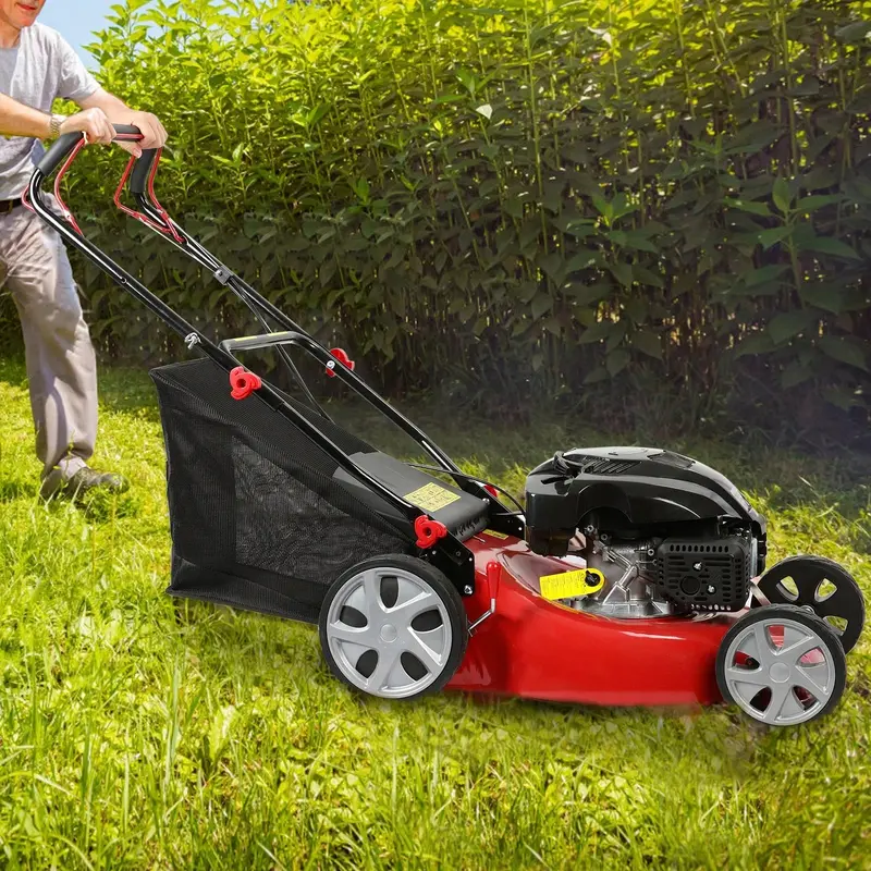 Gas-Powered Self-Propelled Lawn Mower – 141cc Engine, 50-Liter Grass Collection Bag, All-Terrain Large Tires