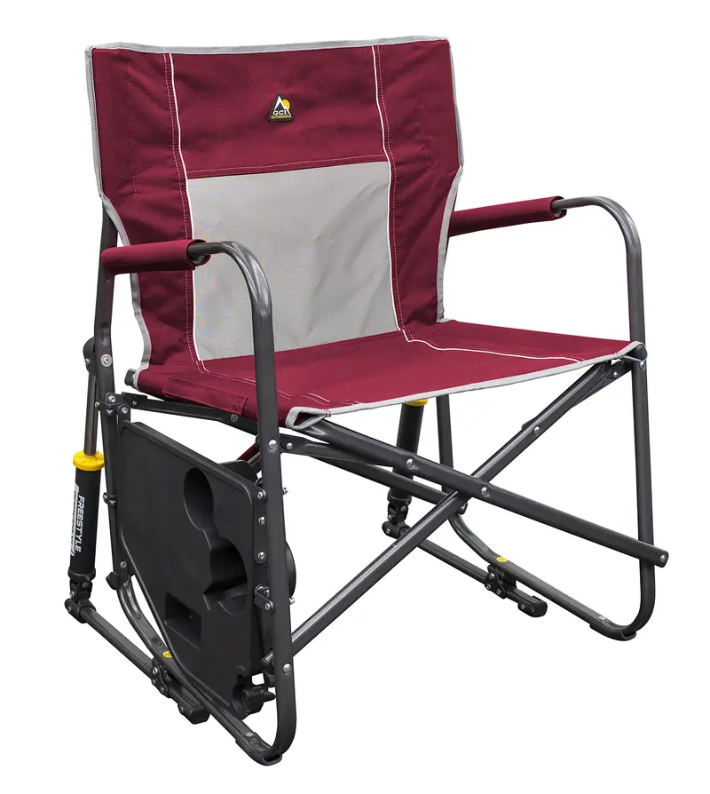 GCI Outdoor Freestyle Rocker XL Folding Rocking Chair — 250-Lb Capacity, Integrated Side Table