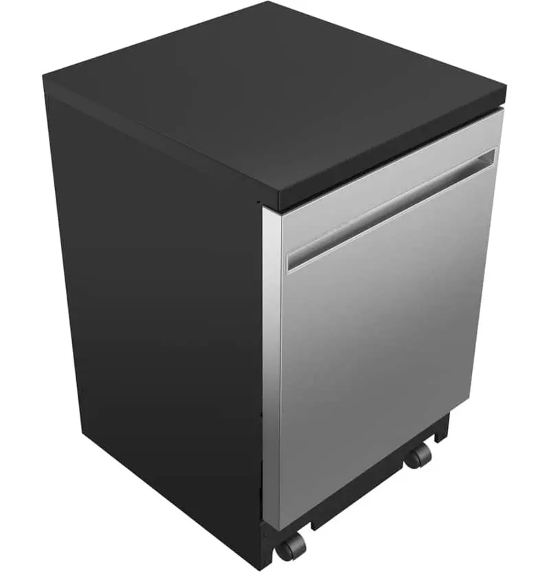 GE Compact Portable Dishwasher – 24-Inch Stainless Steel Unit Featuring Sanitize Cycle and Space-Saving Design