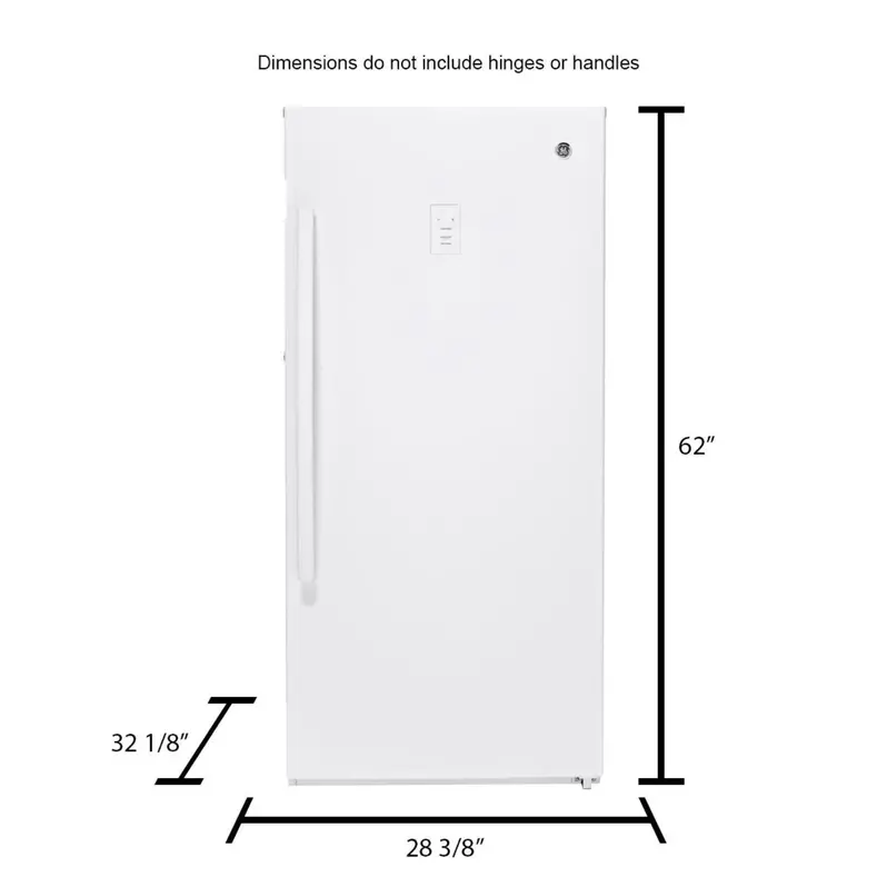 GE FUF14DLRWW Frost-Free Upright Freezer – 14.1 Cu. Ft. White Model with Spill-Resistant Shelves