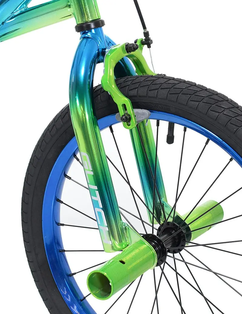 Genesis Glitch BMX Bike – Vibrant Blue-and-Green 18-Inch Youth Model with Lightweight Construction and Agile Handling