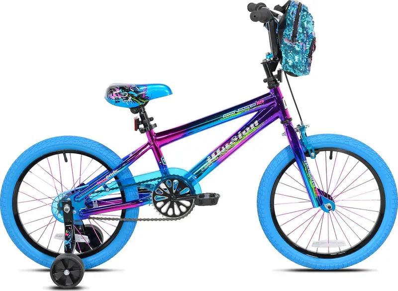 Genesis Illusion 18-Inch Girls’ Hybrid Bike – Dual-Color Blue and Purple Frame