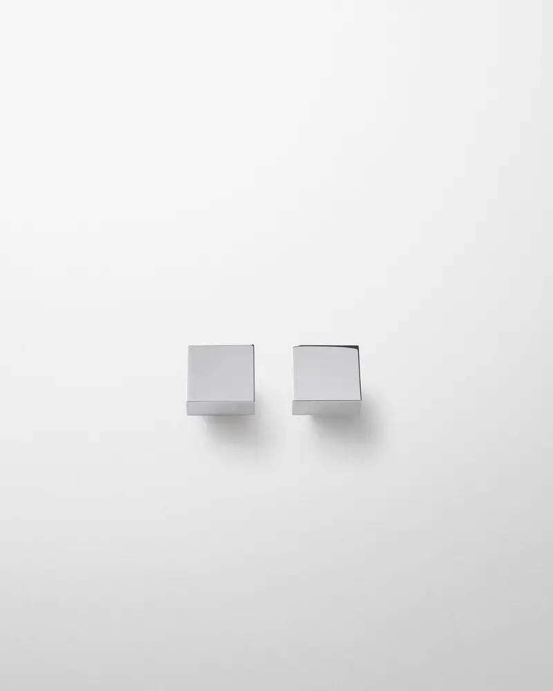 Geometric Cube Clip-On Earrings In Sterling Silver