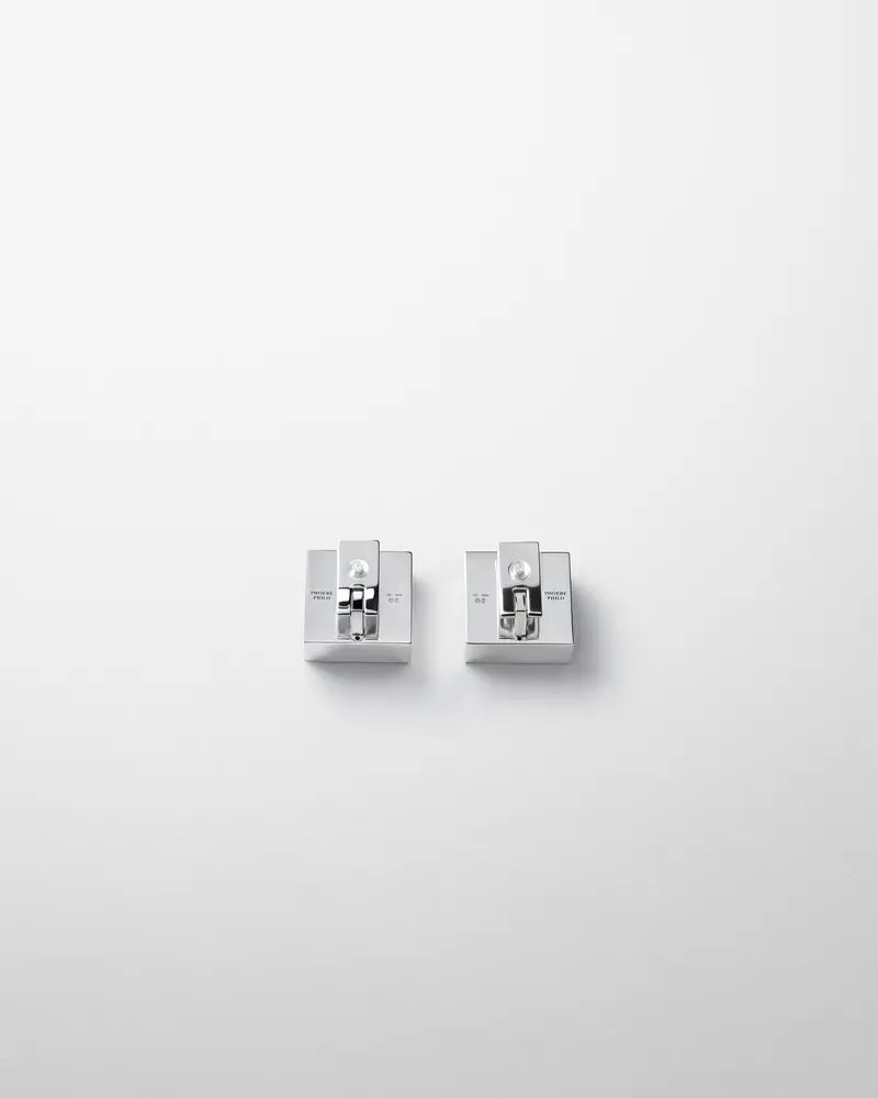Geometric Cube Clip-On Earrings In Sterling Silver 2